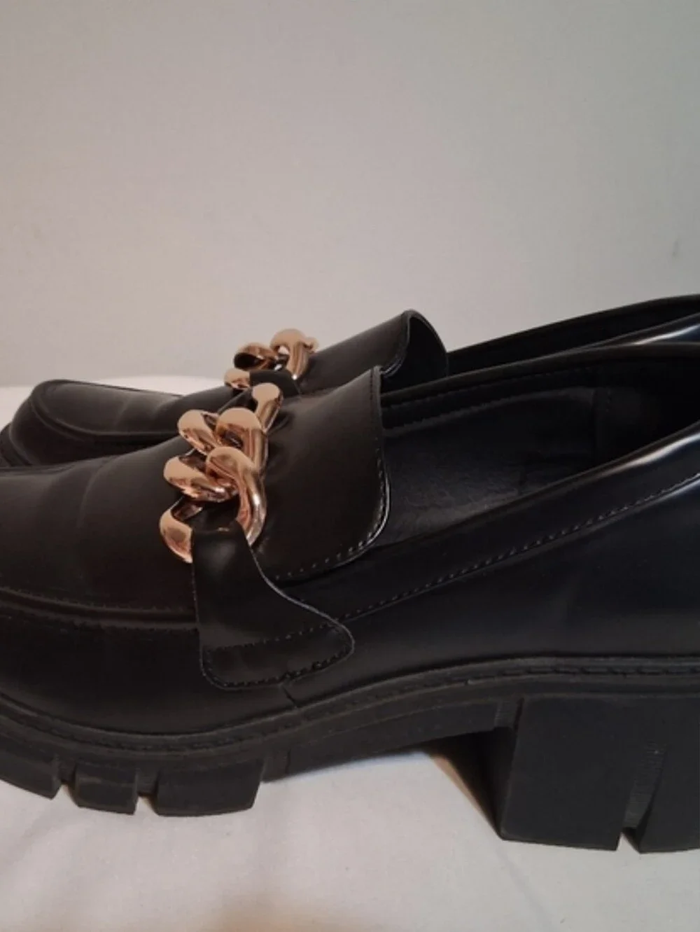 Black Chunky Platform Chain Loafers – Women’s Size 10 TINSTREE Grunge Y2k Trendy